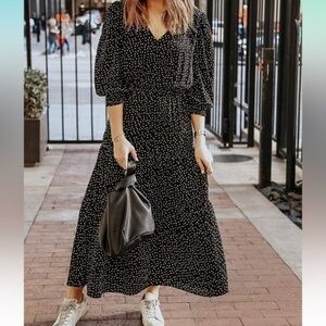 Black and White Polka Dot SomewhereLately The Drop Maxi Dress - size xsmall🖤